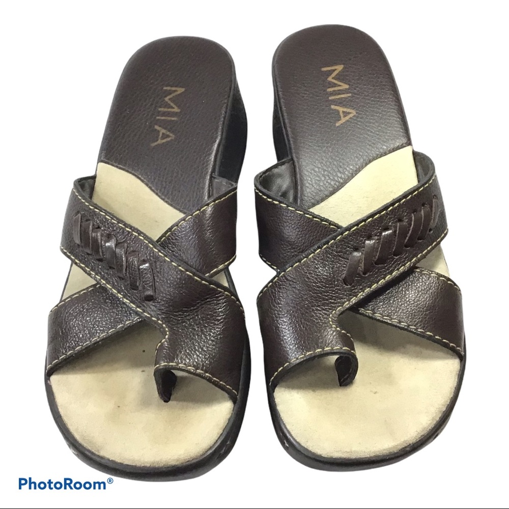 Mia Brown Platform Wedge Sandals Size 8 1/2 M